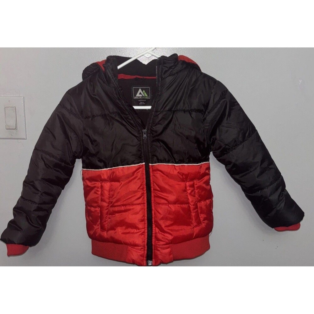Arctic Impact Boys Red/ Blk  Puffer Jacket Kids 7 Insulate With hood.